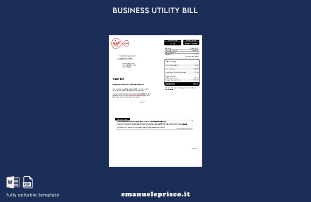 stile verificato Modello di bolletta delle utenze aziendali di Virgin Media del 